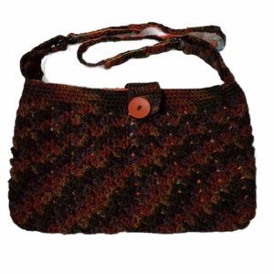 Handmade Earthtone Chunky Wool Crochet Purse